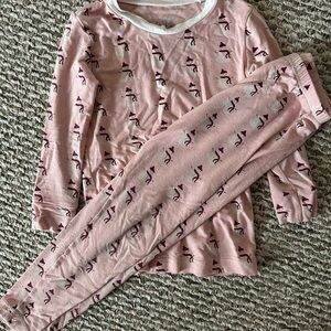 Kickee Pants Pink Snowman Bamboo Pajama Set 4T